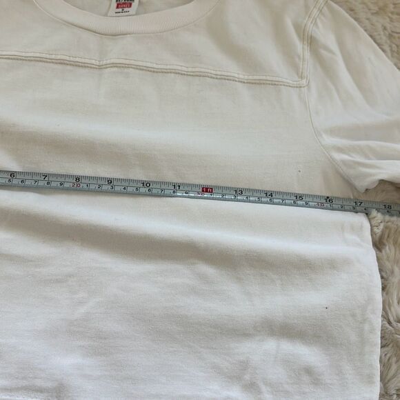 RE/DONE Cropped Varsity Tee in Optic White Cream Stitch Size S - Picture 6 of 8